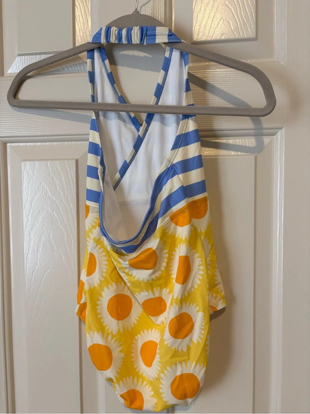 Hanna Andersson Blue & Yellow Striped Top Daisy One-Piece Swimsuit